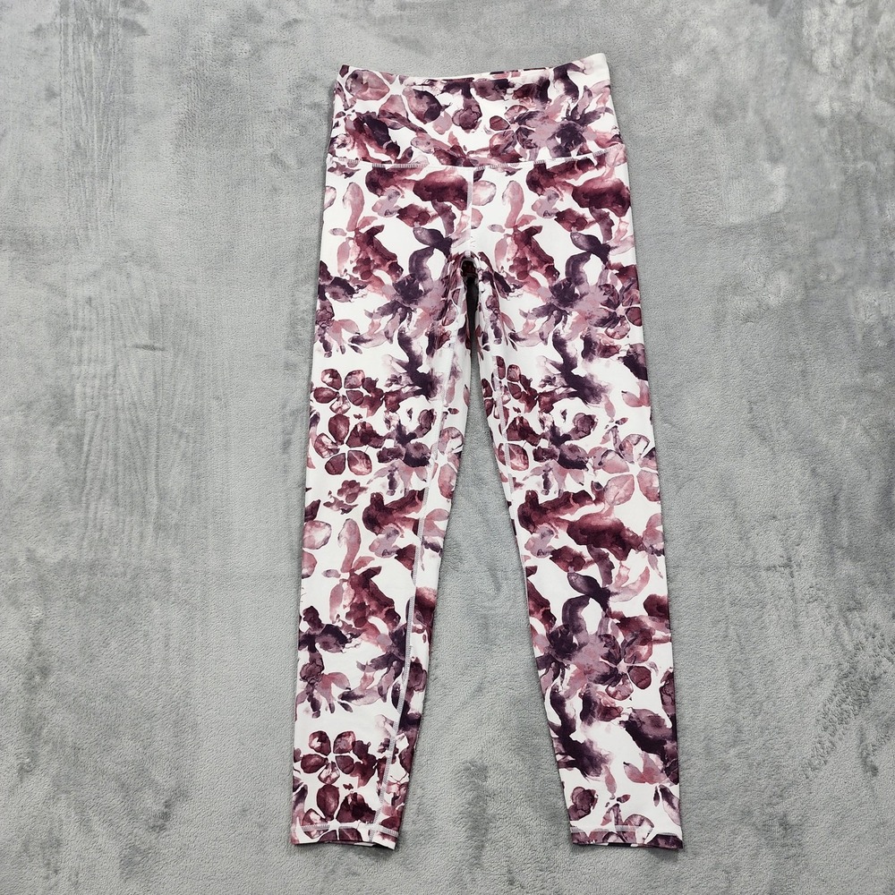 Balance Collection Leggings Womens M Purple Floral Ankle Stretch Workout Yoga